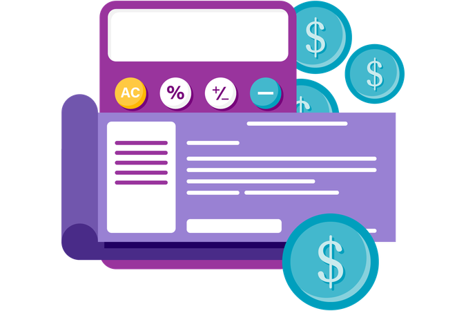 Reçus de paiement et calculatrice  Illustration