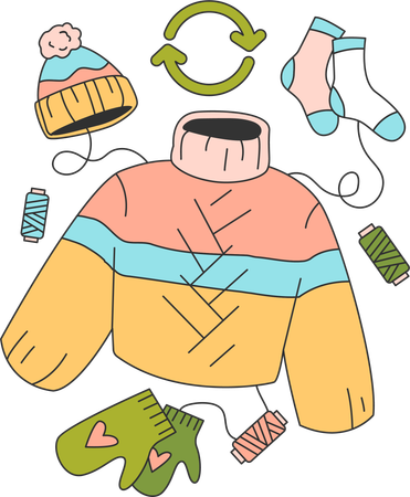 Recyclable warm clothes  Illustration