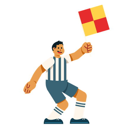 Referee holding game flag  Illustration