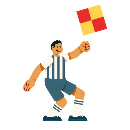 Referee holding game flag  Illustration