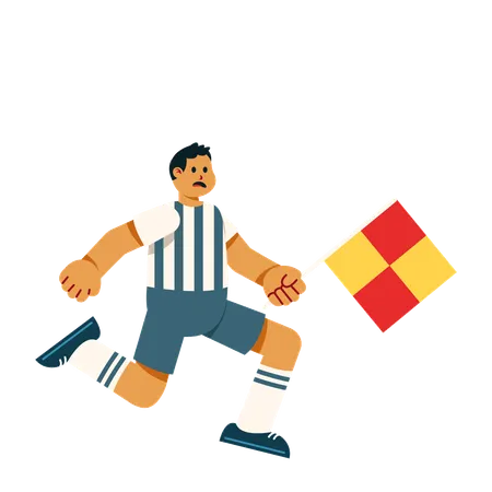 Referee Leader Of Game with game flag  Illustration