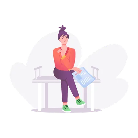 Rejected female sitting on bench  Illustration