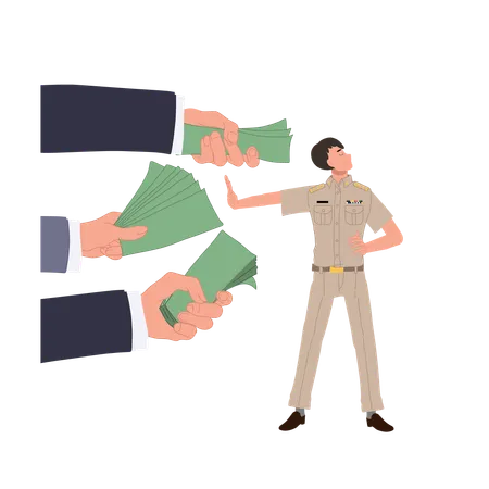 Rejecting bribery money  Illustration