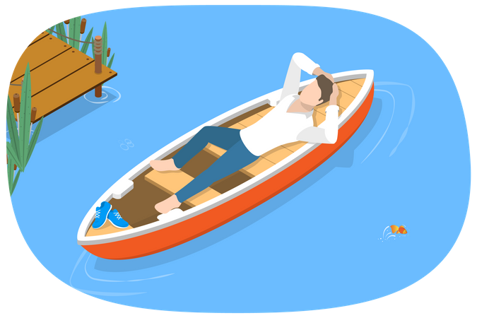 Relaxing Lying On Boat  Illustration