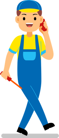 Repair worker talking on phone  Illustration