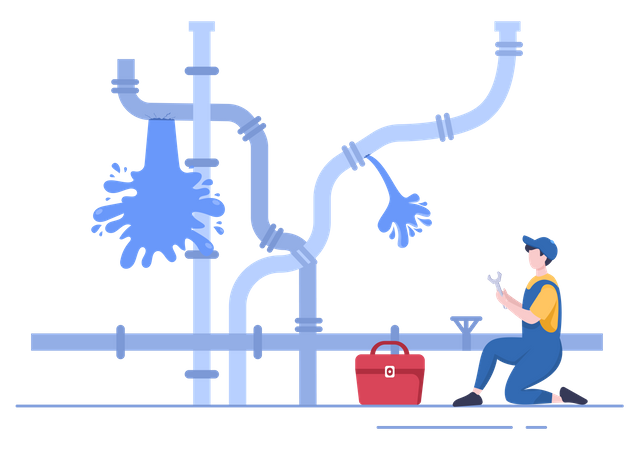 Reparación de fugas de tuberías de agua  Ilustración