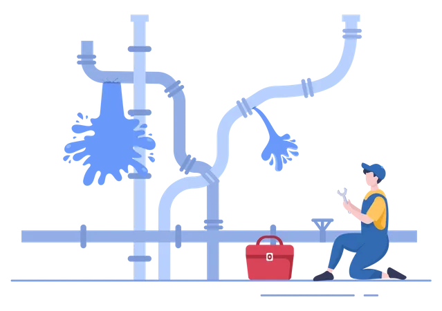 Reparación de fugas de tuberías de agua  Ilustración