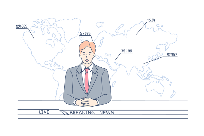 Repórter está transmitindo notícias ao vivo  Ilustração