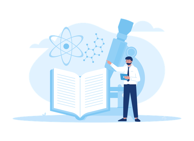 Researcher analyzing data in lab  Illustration