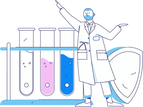 Researcher carries out lab experiment  Illustration