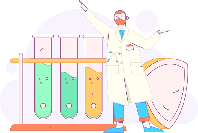 Researcher carries out lab experiment  Illustration