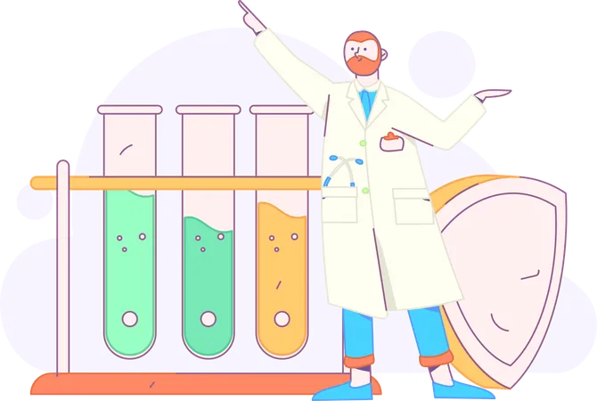 Researcher carries out lab experiment  Illustration