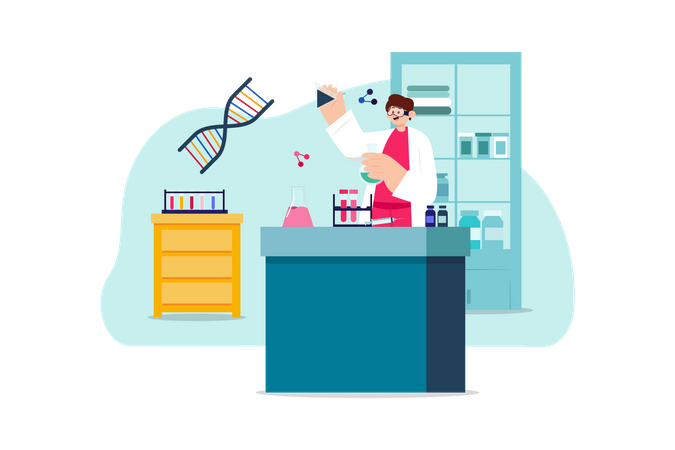 Researcher doing research in lab  Illustration