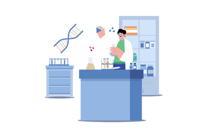 Researcher doing research in lab  Illustration