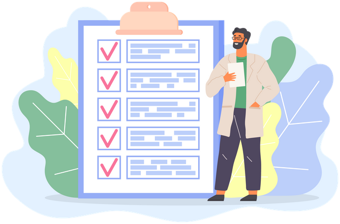 Researcher Holding Document List  Illustration