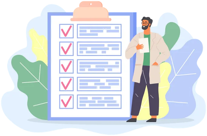 Researcher Holding Document List  Illustration