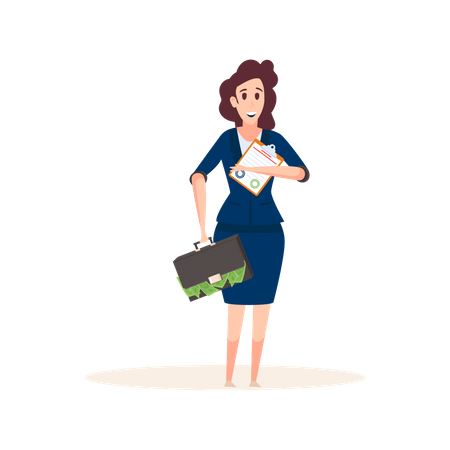 Researcher lady holding Survey clipboard  Illustration