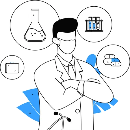 Researcher performs experiments on vaccines  Illustration