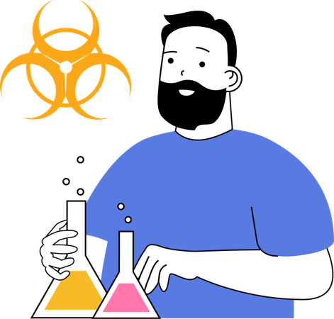 Researcher performs lab experiment on chemicals  Illustration