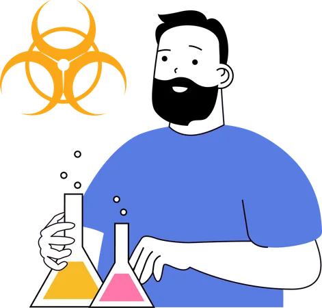 Researcher performs lab experiment on chemicals  Illustration