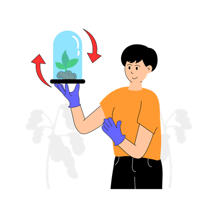 Researcher studying plant growth in a lab  Illustration