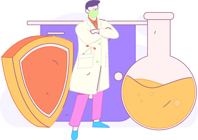 Researcher works on lab experiment  Illustration