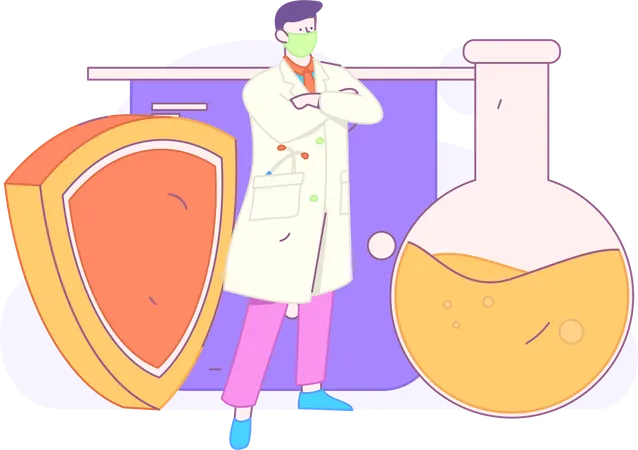 Researcher works on lab experiment  Illustration