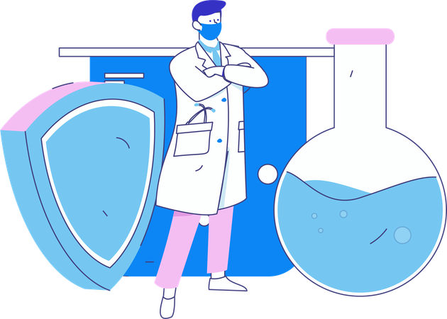 Researcher works on lab experiment  Illustration