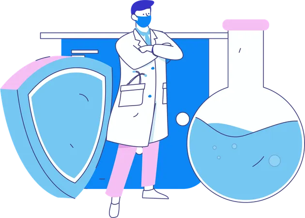 Researcher works on lab experiment  Illustration