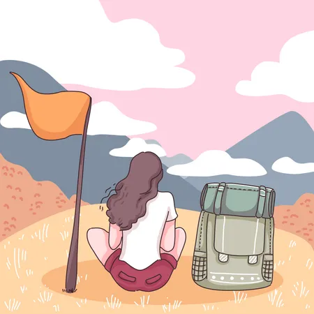 Rest during hiking  Illustration