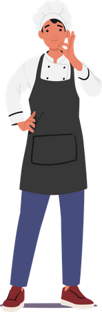 Restaurant Chef showing ok sign  イラスト