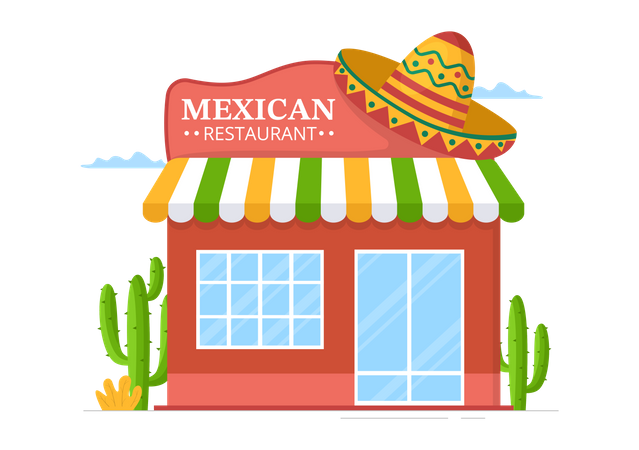 Restaurante de comida mexicana  Ilustração