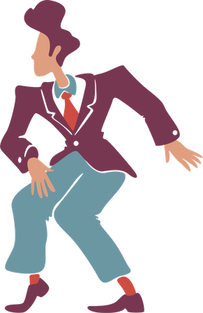 Retro style guy in vintage suit dancing  イラスト