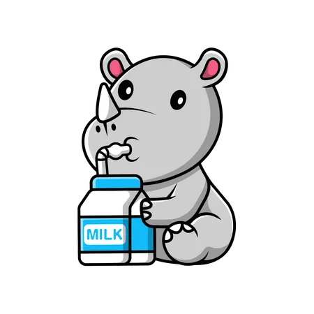 Rhino Drink Milk  イラスト