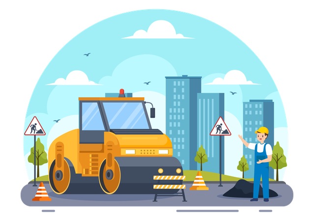 Road Construction  Illustration