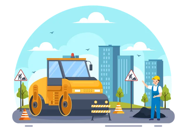 Road Construction  Illustration