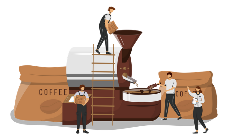 Roasting coffee beans  Illustration