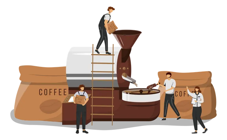 Roasting coffee beans  Illustration