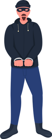 Robber in handcuffs  Illustration