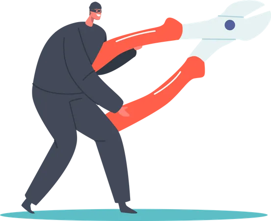 Robber with huge cutter  Illustration