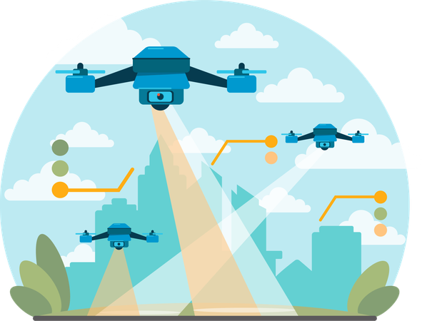 Robô está fazendo entrega de drones  Ilustração