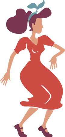 Rockabilly style lady dancing  Illustration