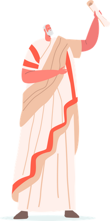 Roman Man in Historical Costume with Scroll in Hand  イラスト