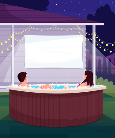 Romantic backyard date  Illustration