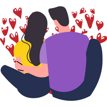 Romantic couple sitting on valentine day  Illustration