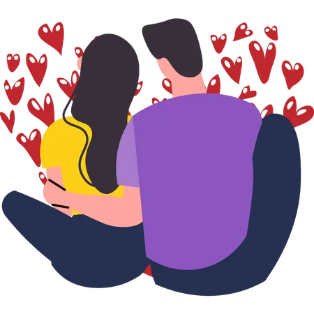 Romantic couple sitting on valentine day  Illustration