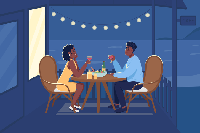 Romantic dinner date  Illustration