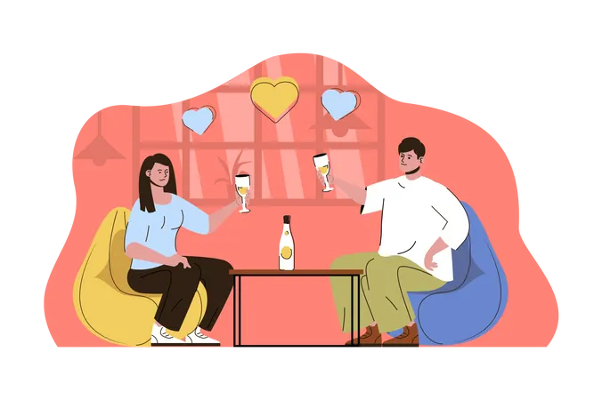 Romantic dinner  Illustration