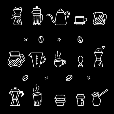 Rough Outline Coffee Manual Brewer Tool Graphic Collection  Illustration