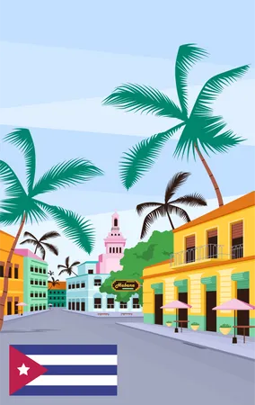 Rua velha cubana  Ilustração